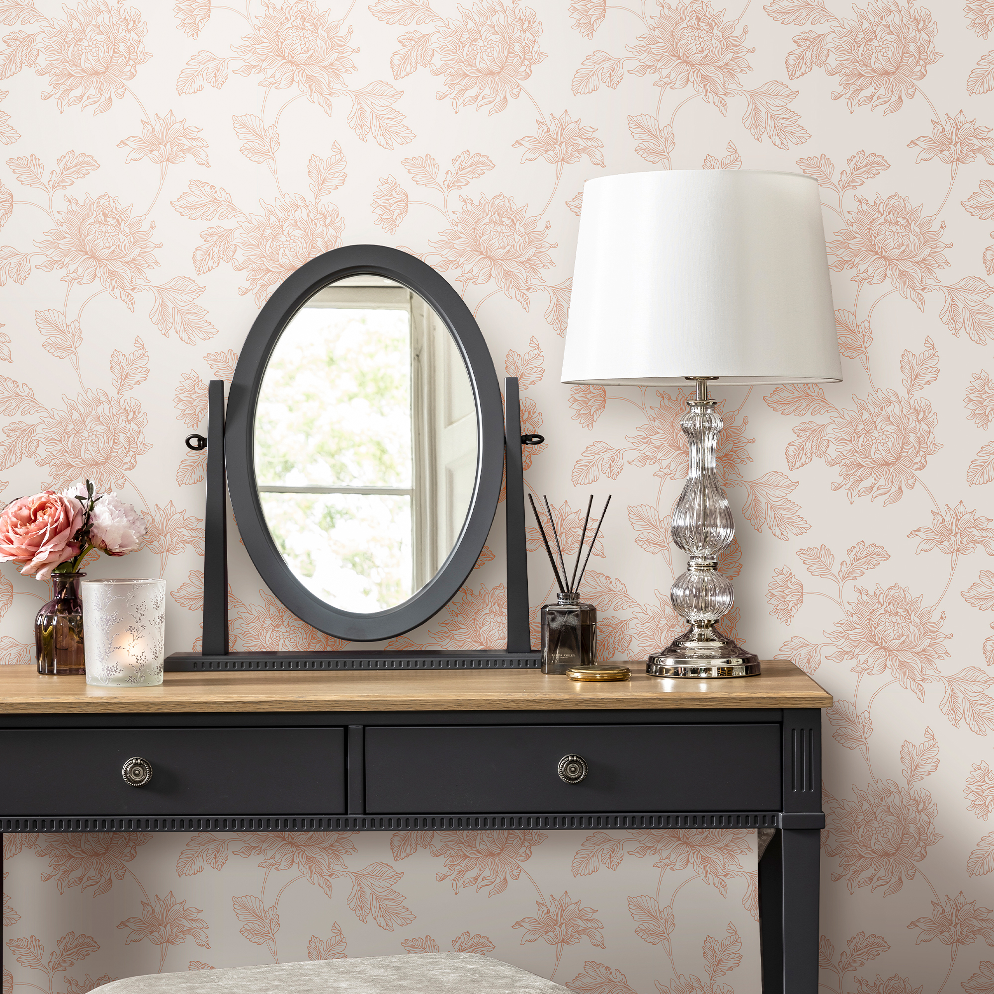 Stratton Wallpaper 122763 By Laura Ashley In Plaster Pink